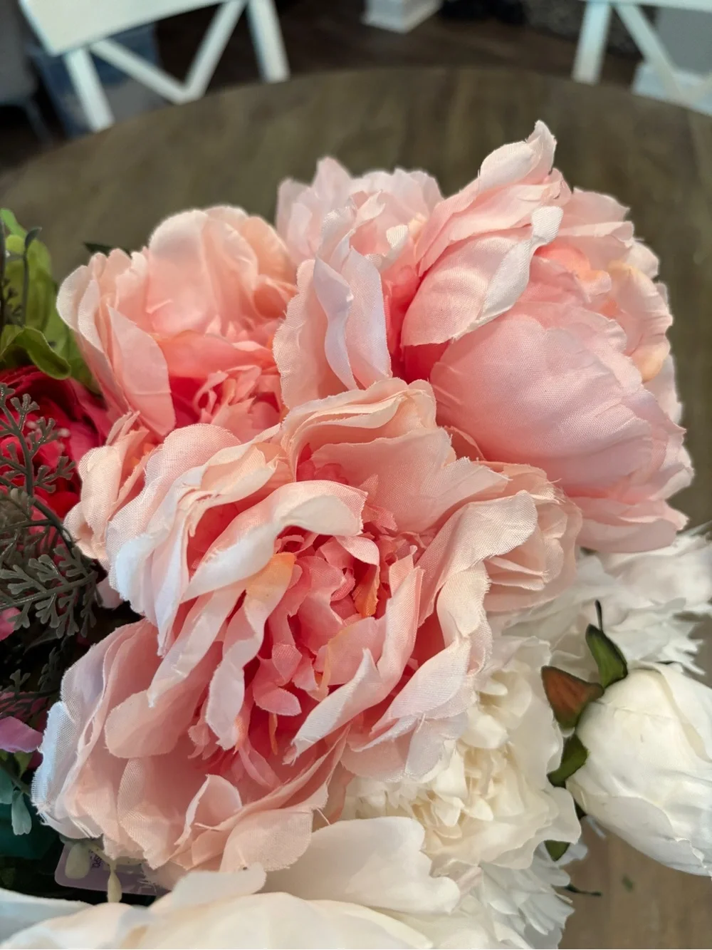 Ashland Faux Peony Bouquet - Hot Pink, Peach & White